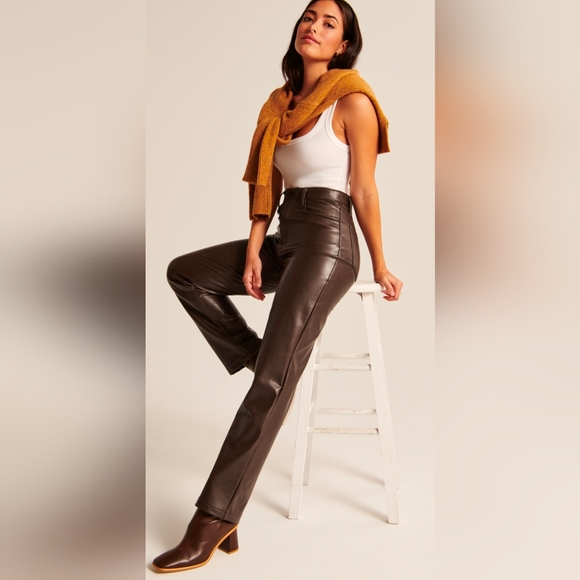 Abercrombie 90s Straight Ultra High Rise Leather Pants - Picture 6 of 6